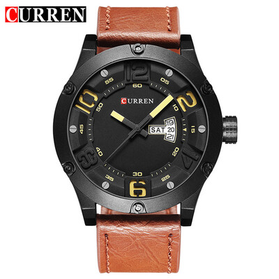 

CURREN 2017 fashion top new Luxury Brand Relogio Masculino week Date diaplay Leather strap Men Sports Watches Quartz Clock 8251