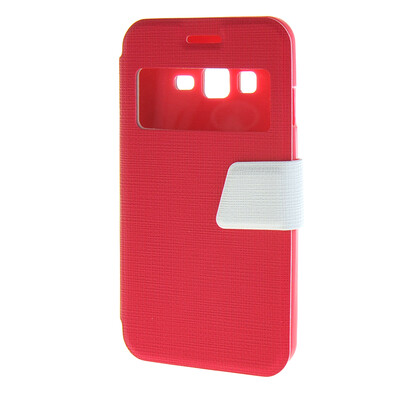 

MOONCASE Galaxy Z130H , Slim Window Design Leather Side Flip Bracket ЧЕХОЛ ДЛЯ Samsung Galaxy Z130H Hot pink White