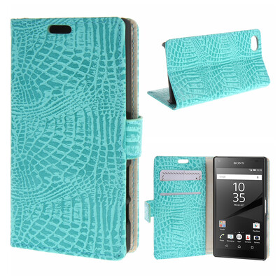 

MOONCASE ЧЕХОЛ ДЛЯ Sony Xperia Z5 Compact ( Z5 Mini ) Snake pattern Leather Flip Folio Wallet Slot Stand Azure 02