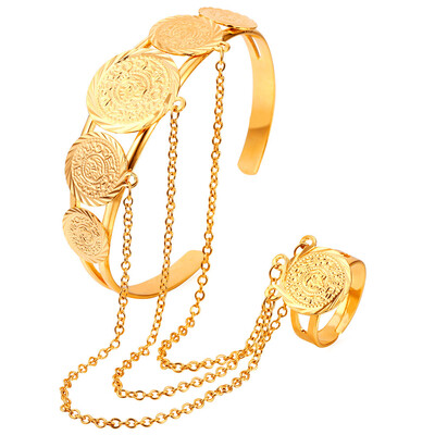

U7 Women Slave Bracelet 2015 Fashion Jewelry Wholesale 18k Real Gold Plated Round Antique Coin Bracelet For Women