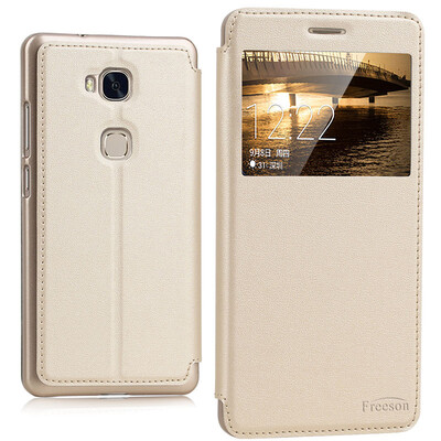 

Freeson Windows Stand Leather Case Smart Sleeping Case Phone Case for Huawei Glory Play 5X Black