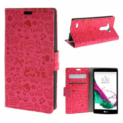 

MOONCASE LG G4 Beat G4S ЧЕХОЛ ДЛЯ Leather Flip Wallet Card Slot Bracket Back Hot pink