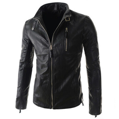 

Zogaa New Men's Leather Pure Color Slim Short