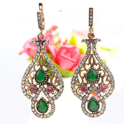 

SUNSPICE MS Long Indian Earring Retro Vintage Jewelry For Women Hook Dangle Earrings Drop Water Resin Fashion Wedding Gifts 2018