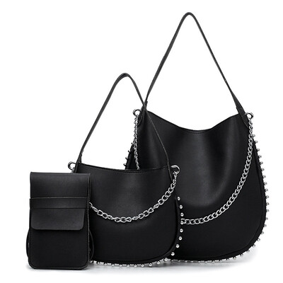 

SGARR Large Cpacity PU Leather Women Tote Bags High Quality Chain Rivet Crossbody Bag New Fashion Female 3 Pieces Set Shoulder Bag