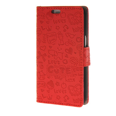 

MOONCASE Magic Girl lovely Flip Pouch Card Holster PU Leather Wallet чехол для Samsung Galaxy J1 Red