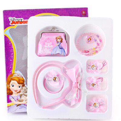 

Disney Disney Children&39s Hairpin Girl Necklace Set Princess Card Hairpin Little Girl Hairband Head Jewelry 1S007 Sophia Pink