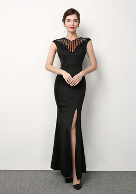 

Wedding Evening Dress Long Fishtail Sexy Slim Pack Hip Split Night Club Host Annual Meeting Celebrity Evening