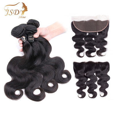 

JSDshine Body Wave with Frontal Brazilian Virgin Hair 4 Bundles with 13x4 Lace Frontal Thick&Soft Human Hair Extensions