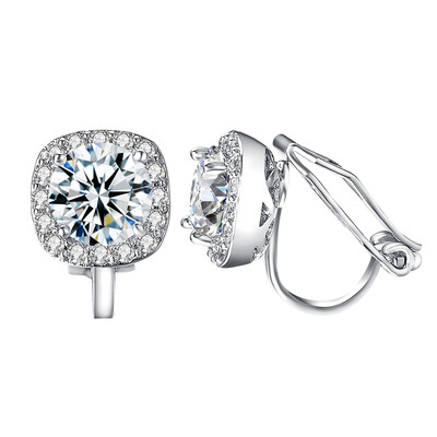 

Yoursfs CZ Clip Earrings For Women 18K Rose Gold Plated Elements Zirconia Clip-on Earrings