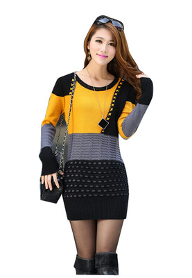 

women fashion thick knitwear jumper sweater mini dress slim pullover long sleeve