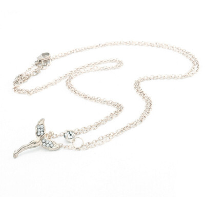 

Fashion Full Rhinestone Lady Necklace Wing Pendant GolenSilver Necklace New