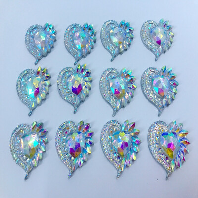 

многоцветный большой страз сердцевидный кристалл 34 * 31мм сшить На камне смолы смолы шарик 20pcs / lot