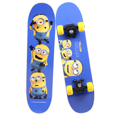 

Shendang Dad Xiao Huangren Minions 4-12 years old children skateboard four wheel double rocker scooter beginners travel brush street skateboard XCD71148