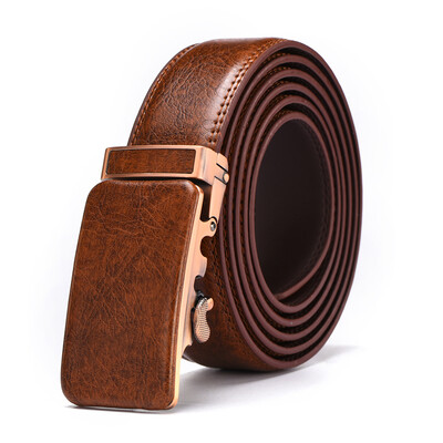 

XHtang Mens Belt Autolock Honorable Leather Ratchet Belt Automatic Buckle Belt Strap Suit Belt Jeans Gift