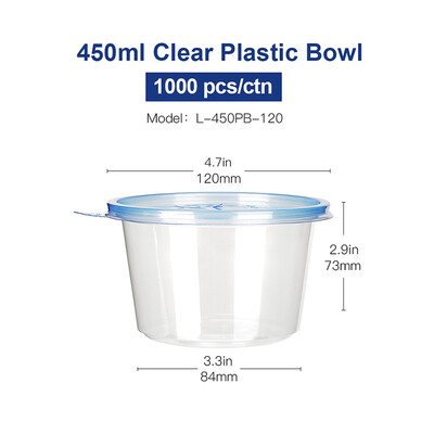 

OTOR Salad Bowl with Lid Take Away Plastic Food Container Clear Bowl Box for Fast Food Bento Microwaveable 120mm 1000pcs