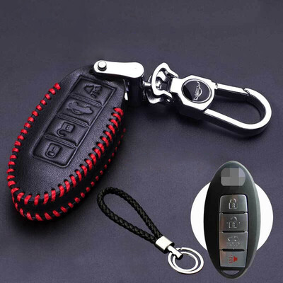 

Huashi Nissan Key Case Leather Key Case QijunXuanyiSunshineSuiwei Leather Key Case Shell Buckle Nissan Modified Auto Accessories D Four Key Speaker Red Line
