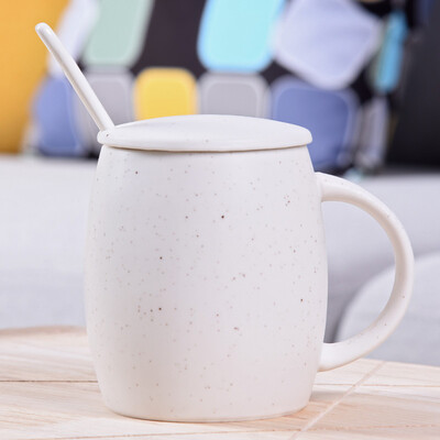 

Haofeng ceramic cup breakfast cup couple cup mug coffee cup milk cup with lid with spoon tea cup office cup water cup tea set white starry wine barrel cup with lid with spoon