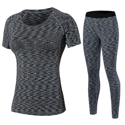 

Yoga Set Workout Gym Clothes Running Pants Compression T-shirt yoga Sport Suits