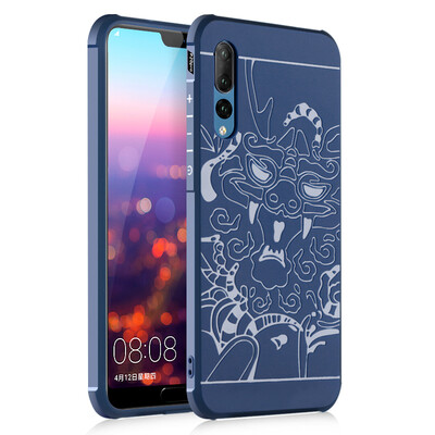 

Goowiiz Phone Case For Huawei P20P20 Pro Carved Dragon Thin Matte soft Silicone Prevent falling