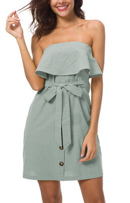 

Womens Strapless Casual Mini Beach Dress Cute Summer Dresses Twippo Womens Strapless Mini Sexy Tube Dress with ruffle
