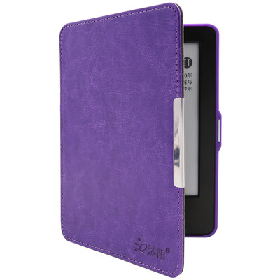 

Mu Yang New Kindle e-book protective cover 499 version of crazy horse pattern sleep MY-NT02 with hand purple (with high-definition foil)