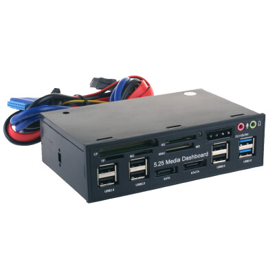 

525 Inch PC Media Dashboard Front Panel Audio with SATA ESATA Dual USB 30 6 Port USB 20 Five-in-one Card Reade