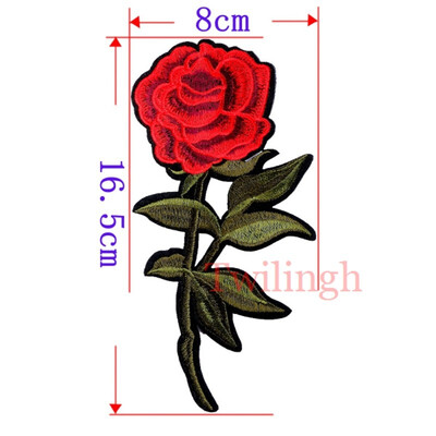 

1 Pc Top New Brand Clothes Patches Bird Red Rose Flower Embroidered Patch DIY Iron On Sew Fabric Repair Clothing Wedding Patches
