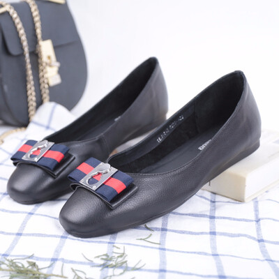 

SHUANGFENG 2018 Spring Summer Women Shoes Fashion Bow Tie Flat Shoes Woman Genuine Leather Casual Ladies Shoes for Female Footwear