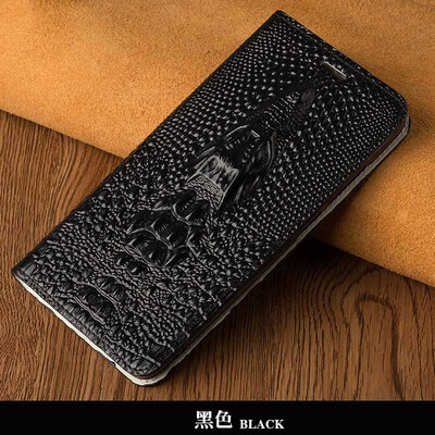 

Luxury Genuine Leather flip Case For iPhone X 6 6S 7 8 Plus 3D dragon head model Invisible magnet phone cover