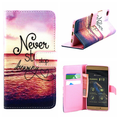 

OONCASE Cute Pattern держателя Кожаный бумажник флип карты с Kickstand Чехол для Huawei Ascend P8