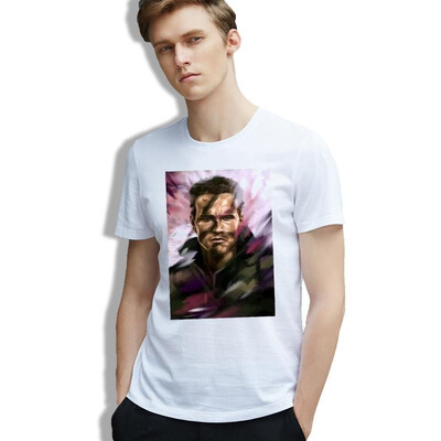 

Tees Men 80s Pop Culture Arnold Schwarzenegger Army Strong Man Tee Printed Cotton Fashion O-neck T-shirt