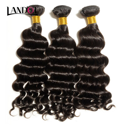 

10A Unprocessed Virgin Brazilian Loose Deep Wave Remy Human Hair Weaves 3 Bundles Natural Black Can Bleach 613 Color 2 Years Life