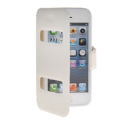 

MOONCASE View Window Leather Side Flip Pouch Hard board Shell Back чехол для Apple iPhone 5 / 5S White