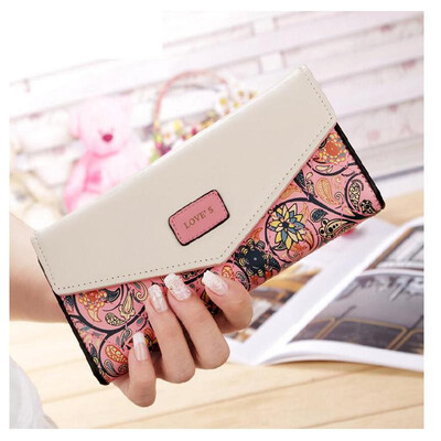 

New Fashion Flowers Envelope Women Wallet Hot Sale Long Leather Wallets Popular Change Purse Casual Ladies Cash Purse LB227