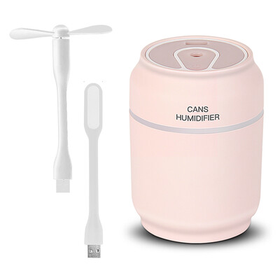 

TOMNEW 200ML Mini Cool Mist Cans Humidifiers USB Ultrasonic Air Purifier with Mini USB Fan&LED Light for Home Office or Car