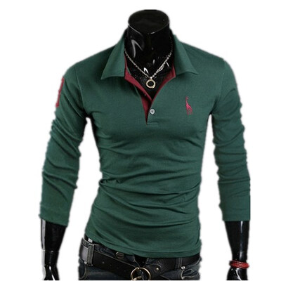

Zogaa New Korean Mens POLO Shirt Embroidery Slim Long Sleeve