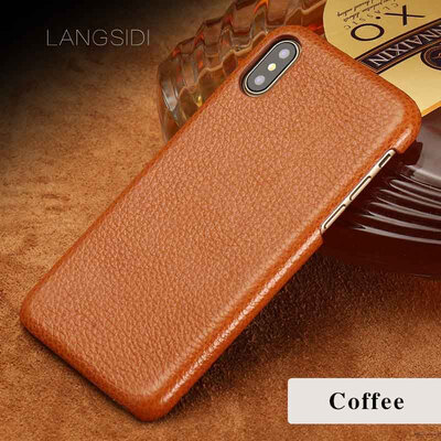 

Genuine Leather Phone Case For iPhone X Case Litchi Texture Back Cover For 6 6S 7 8 Plus Case