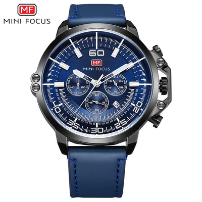 

MINI FOCUS Sport Fashion Leather Strap Men Quartz Watch MF0095G