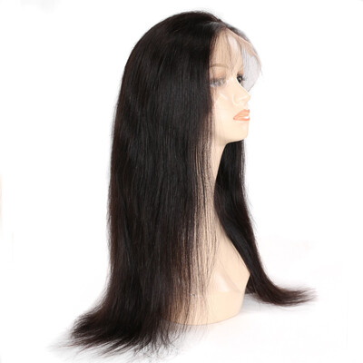 

BHF HAIR Straight Brazilian Virgin Human Hair Adjustable Wigs Natural Hairline Glueless Full Lace Wig