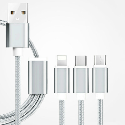 

AFILADO 3 in 1 lightning cable for iphone X 8 7 Micro USB Cable Type C Cable for Samsung S9 S8 Huawei Xiaomi Fast Charging Cable