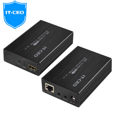 

IT-CEO HDMI cable extender single cable 60 meters HDMI to RJ45 extended HDMI amplifier support infrared return metal brushed black J00548