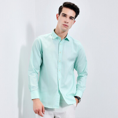 

Acacia bird xiangsiniao long-sleeved shirt mens solid color simple texture Slim multi-color square collar 2018 autumn new product foundation Y1 yellow 180104B 43