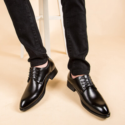 

British-style men business dress shoes pointed leather shoes