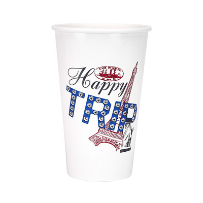 

OTOR 465ml560ml Paper Cup Disposable Tableware For Summer Icy Beverages Cold&Hot Tea Milk Coffee Happy Trip 100pcs
