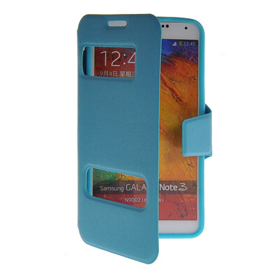 

MOONCASE View Window Leather Side Flip Pouch Stand Shell Back ЧЕХОЛ ДЛЯ Samsung Galaxy Note 3 N9000 Blue