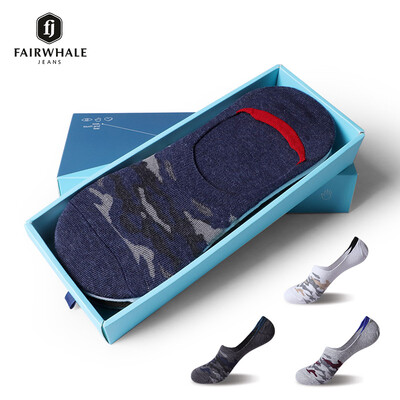 

Mark Fairwhale Socks Mens Socks Fashion Camouflage Invisible Sports Boat Socks 3 Pairs Gift Box Uniform Code