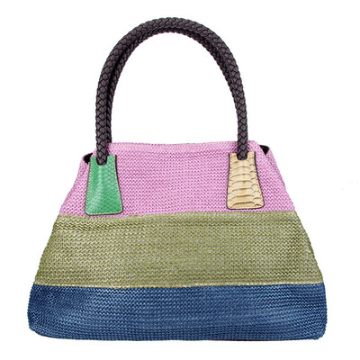 

Fawziya Straw Bag With Leather Handle Color Block Tote Handbags For Women Crossbody Travel Bag