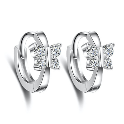 

Clear Rhinestone Cubic Zirconia Butterfly Hoop Earrings For Women Ear Cuff Vintage Fashion Jewelry Accessories WHEF87