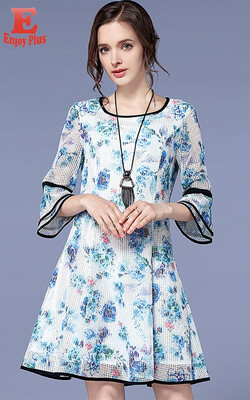 

L XL XXL 3XL 4XL 5XL plus size elegant new summer 2018 women dress half sleeve big size white flower print office lady A line midi